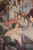 Bangkok Wat Pho, mural paintings of the vhian of the Reclining Buddha.